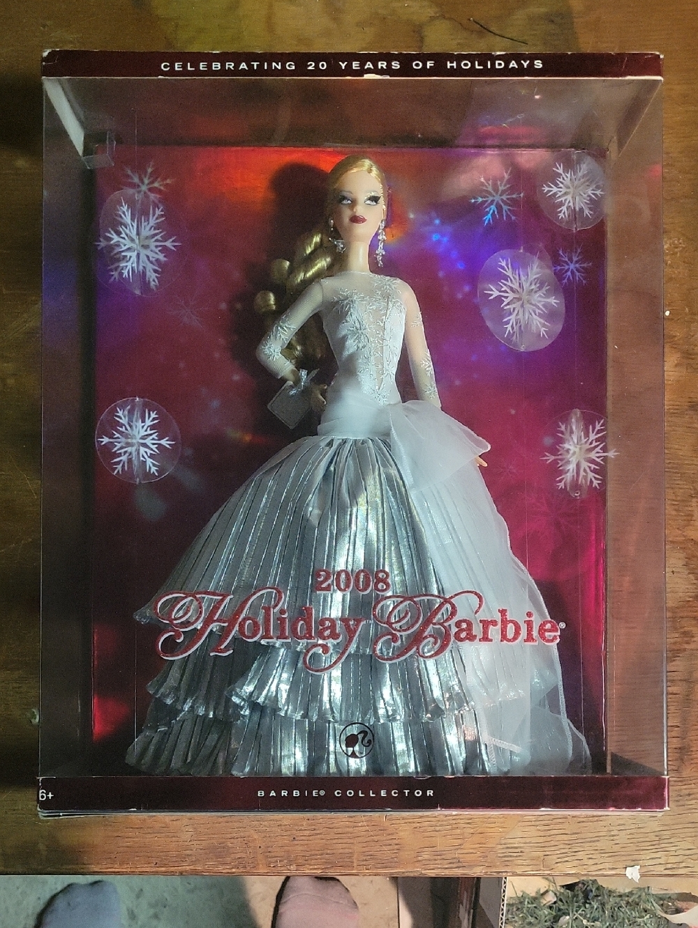 2008 Barbie Holiday Doll in Silver and White Gown